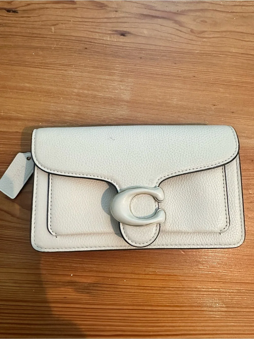 Coach White Leather Tabby Wallet on Chain with Signature 'C'
